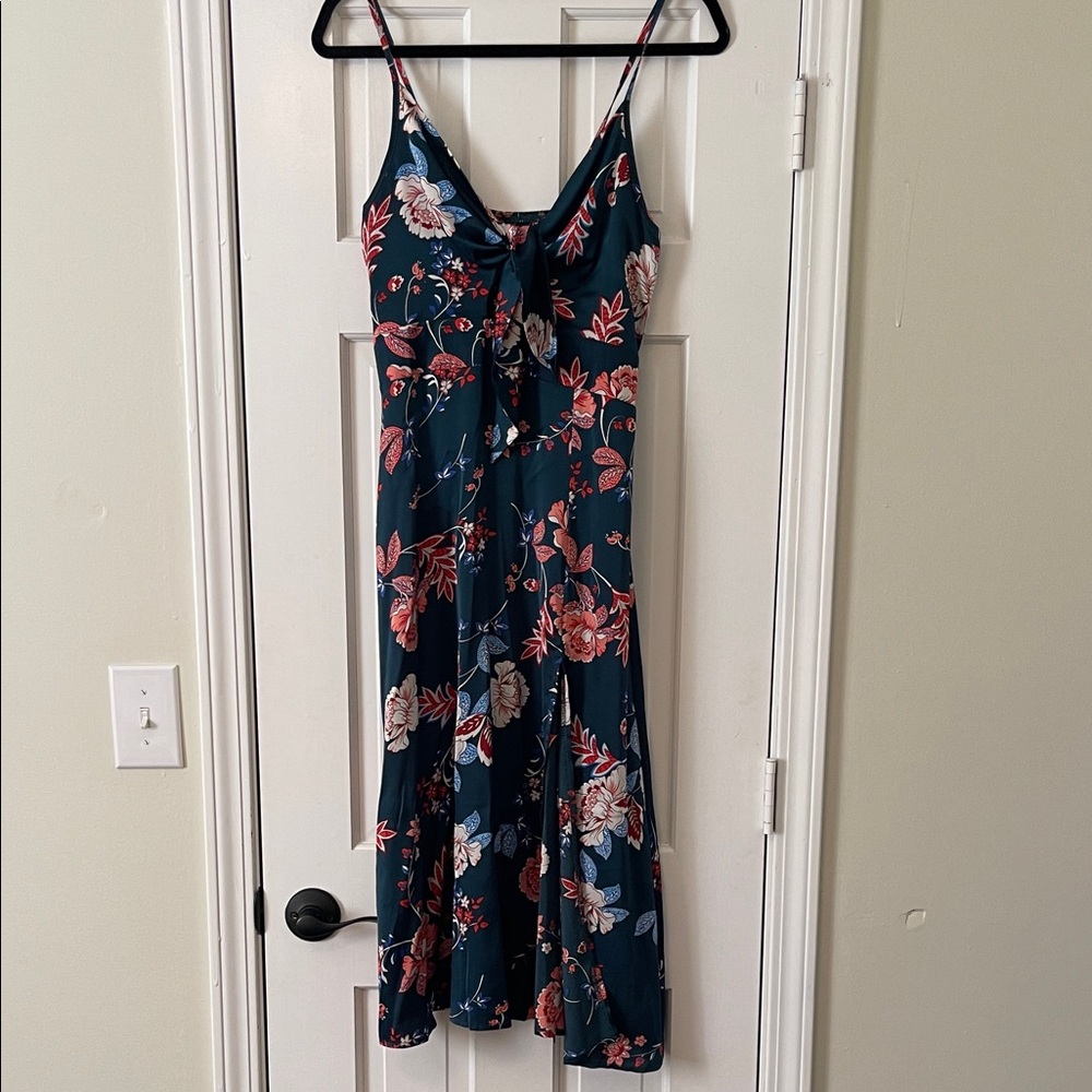 Dark Green Semi-Formal Floral Dress
